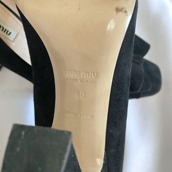 MIU MIU BLACK SUEDE FRONT BOW PUMPS - 40 (10) - Picture 9 of 9